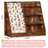 Lerliuo 4 Tier Kids Bookshelf and Storage Organizer, Five Layer Sling Children Bookcase, Baby Toddler Wooden Book Shelf, Display Cabinet for Playroom, Bedroom, Classroom, Nursery, School (Brown) Lerliuo