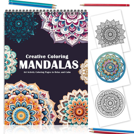 CKMOREL Mandala Coloring Book for Adult Spiral Bound, Lay Flat, 24 Pages One Sided Design Gift for Adult to Relieve Anxiety and Relax Mandala Coloring Book for Women CKMOREL