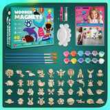Byncceh DIY Wooden Magnets, 40 pcs Magic Magnetic Paint Set, Wood Arts and Crafts Painting Kit for Kids, Make Your Own Fridge Magnets Craft Kits Party Favors Gifts Toys for Girls Boys Ages 6-8 8-12 Byncceh