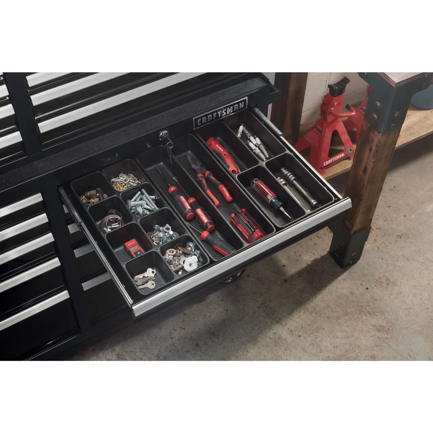 CRAFTSMAN S2000 52IN 10-DRAWER CABINET W/TRAY & HOLDER BK (CMST352102BK) - WoodArtSupply