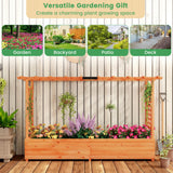 Giantex Raised Garden Bed with 2-Sided Trellis & Hanging Roof, Fir Wood Planter Box w/Drainage Holes, Bottom Gaps, Freestanding Garden Planter for Flowers Herbs Climbing Vines (79" x 17.5" x 45") Giantex