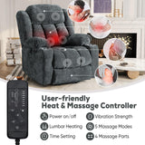 ABCASA Large Dual Motor Lay Flat Power Lift Recliner Chair for Elderly with Heat ＆ Massage, Comfortable Chenille Recliner, Cup Holder, Side Pocket,USB-A ＆ C Ports, Gray Blue ABCASA