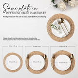 RUNTIVAN Round Woven Placemats Set of 6, Natural Water Hyacinth Place mats, 12 inch Rattan Placemats Wicker Placemats Farmhouse Boho Braided Heat Resistant Outdoor Placemat Patio Table Place Mats RUNTIVAN