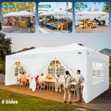 COBIZI Canopy 10x20 Pop Up Canopy Tent with 6 Sidewalls, One Push Party Tents for Parties Outdoor Wedding Waterproof Gazebo Commercial Event Tent with Sandbags, White COBIZI