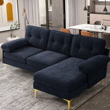 EASELAND 82" L-Shape Sofa with Reversible Chaise Lounge, Convertible Sectional Sofa Couch, Chenille Modern Sofa Couch for Living Room, Apartment and Office, Removable Cover (Dark Blue) EASELAND