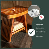 Curved & Durable Teak Shower Bench That Doubles As Teak Shower Stool & Teak Shower Seat. A Great Shower Chair for Inside Shower - Fully Assembled - 18inches - Mikha The Teaky Hut