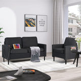 STHOUYN 2 Piece Upholstered Sectional Sofa Set Couches Sofas Living Room Furniture Sets, Loveseat with USB & Accent Chair, Grey Couch Bedroom Livingroom Apartment (2, Dark Grey) STHOUYN