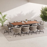 Grand patio 11-Piece Outdoor Dining Set for 10, Patio Dining Furniture Set for 10 Swivel Rope Wicker Chairs & 1 Extendable Rectangular Dining Table, Brown Grand patio