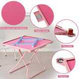 Metal Mahjong Table, Square Folding Card Table with 4 Drawers and 4 Cup Holders, Portable Domino Table with Metal Frame and Mute Desktop, Better Gaming Experience MJTABLE