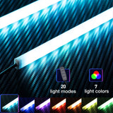 MOTPK Gaming Desk with Power Outlet & LED Lights, Gaming Computer Desk 47inch with PC Storage Shelf, Gaming Table with Carbon Fiber Texture, Gamer Desk, Gift for Boys Men, Black MOTPK