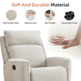 INZOY Nursing Rocking Chair Recliner, Swivel Rocker Recliner, Swivel Glider Rocking Recliners with Soft Backrest, Chenille Fabric Manual Reclining Sofa for Living Room Bedroom Apartment, Beige INZOY