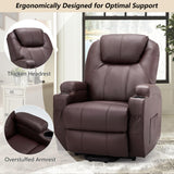 Esright Power Lift Recliner Chair for Elderly, Electric Lift Chair Sofa with Side Pockets, USB & Type-C Ports, Cup Holders, Brown, PU Leather Esright