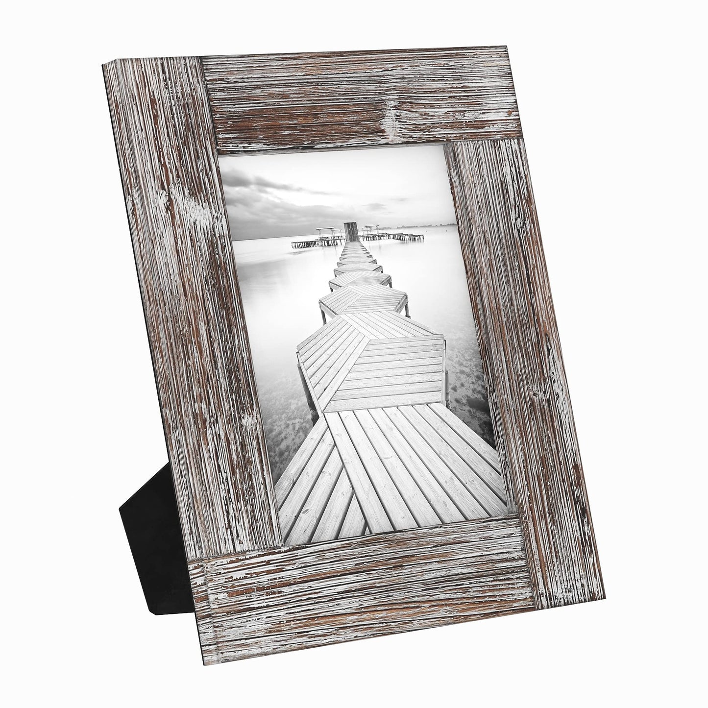 Barnyard Designs Rustic Picture Frame, Distressed Brown Wood Picture Frame, Rustic Frame Vertical or Horizontal Display, Tabletop or Wall Hanging Farmhouse Frame (8"x10" / 1 Frame)