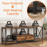 GYIIYUO TV Stand with Fabric Drawer - Entertainment Center and Industrial TV Console Table with Open Storage Shelves for Living Room, Bedroom - 55.1" Rustic Brown GYIIYUO