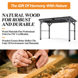 GARTOO 12.5'x6.5' Outdoor Grill Gazebo - Hardtop Cedar Wood Gazebo with 2 Side Shelves and Galvanized Steel Roof, Patio Wooden BBQ Pergola for Garden, Porch and Backyard GARTOO