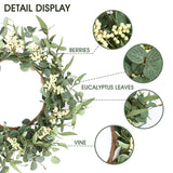 Pinkpum 20'' Eucalyptus Wreath for Front Door, Porch, Window - Green Decor for Home, Farmhouse - Spring, Summer, Fall, All Seasons Pinkpum