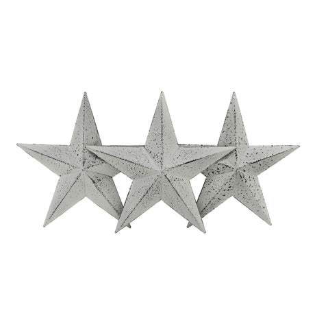 CVHOMEDECO. Country Rustic Antique Vintage Gifts Metal Barn Star Wall/Door Decor, 8-Inch, Set of 3. (Whitewash) CVHOMEDECO.