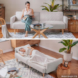 mopio Futon Sofa Bed, Couch, Small Sofa, Sleeper Sofa, Loveseat, Mid Century Modern Futon Couch, Sofa Cama, Couches for Living Room (Apricot Velvet) mopio