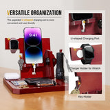 OneTigris Wood Phone Docking Station, Gifts for Men Nightstand Organizer Desk Organizer Beside Wallet Tray Watch Stand with Gun Rack, Anniversary Birthday Gifts for Dad Husband Boyfriend Fathers' Day OneTigris