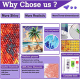 Beach Diamond Painting Kits for Adults- Beach Diamond Art Kits for Adults, Landscape Gem Painting Kit for Adult for Gift Home Wall Decor 12x16 Inch Gemozaic