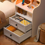 EnHomee Tall LED Nightstands Set of 2 with Charging Station and 2 Drawers in White EnHomee