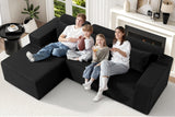 Modular Sectional Couches for Living Room,105" Cloud Couch with L-Shape Chaise,Comfy Sofa Living Room Sofas with Deep Seat,No Assembly L Couch,Corduroy Fabric(Black,L) Homguava
