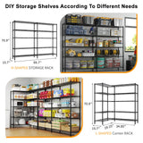 Karl home Storage Shelves 5 Tier Adjustable Garage Storage Shelving, Double Row, Powder Coated Black, Flexible Layer Spacing, for Retail & Exhibition, 70×16×71 inches Karl home