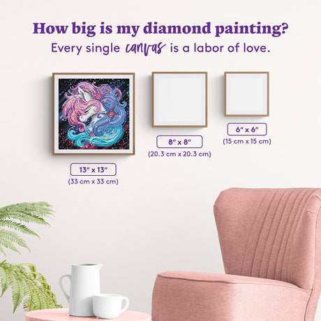 DIAMOND ART CLUB Aurora The Unicorn Diamond Painting Kit, Fantasy Diamond Canvas, Round 5D Diamond Art Kits for Adults and All Ages, 13" x 13" (33 x 33 cm) DIAMOND ART CLUB
