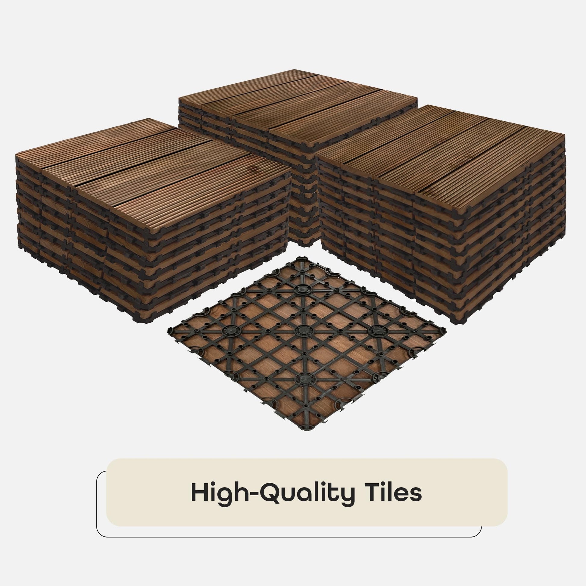 OutdoorZ Interlocking 12-Inch Deck Tiles, 27 Tiles - 12" x 12", Plank Royal Mahogany - DIY Weatherproof Patio Tiles - High-Quality Durable Deck Flooring for Outdoor & Indoor Use by Achim Home - WoodArtSupply