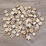 100 Pcs Unfinished Wooden Flower Wood Slice Leaf Pattern Wood Cutouts Wood Pieces Mini Wooden Handmade Crafts Decoration, Craft Supplies Sluswallow