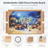 2000 Pieces Rotating Puzzle Board with 4 Drawers,40.16"x28.5" Portable Wooden Jigsaw Puzzle Table with Lazy Susan Spinning Cover for Adults BuilderButler