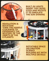 MOCBURIKU Solar System Building Set for Kids, STEM Toys with Rotatable Handle and Mechanical Gears, Space Toys for Home/School Science Learning, Birthday Gifts for Boys Girls Ages 6-12(1282pcs) MOCBURIKU