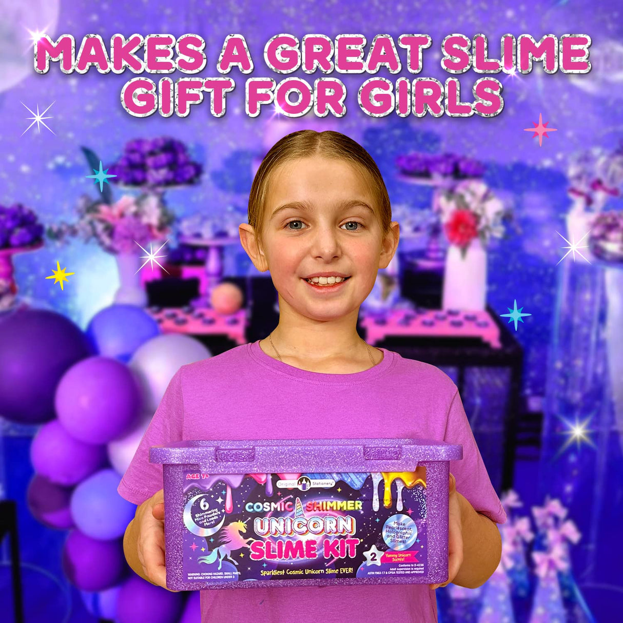 Original Stationery Cosmic Shimmer Unicorn Slime Kit – Creative Crafting Set for Making Enchanting Toys with Galaxy Glitter and Rainbow Hues Original Stationery