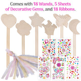 ArtCreativity Fairy Wand Kit, Includes 18 Wooden Wands, 18 Ribbons, and 5 Gem Sticker Sheets - Wand Decorating Kit - Birthday Party Crafts for Kids - Princess Party Activity ArtCreativity