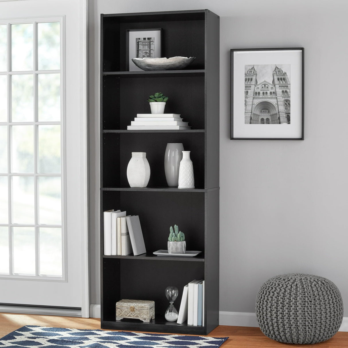 Mainstay` 71" 5-Shelf Standard Bookcase (Black) Mainstay