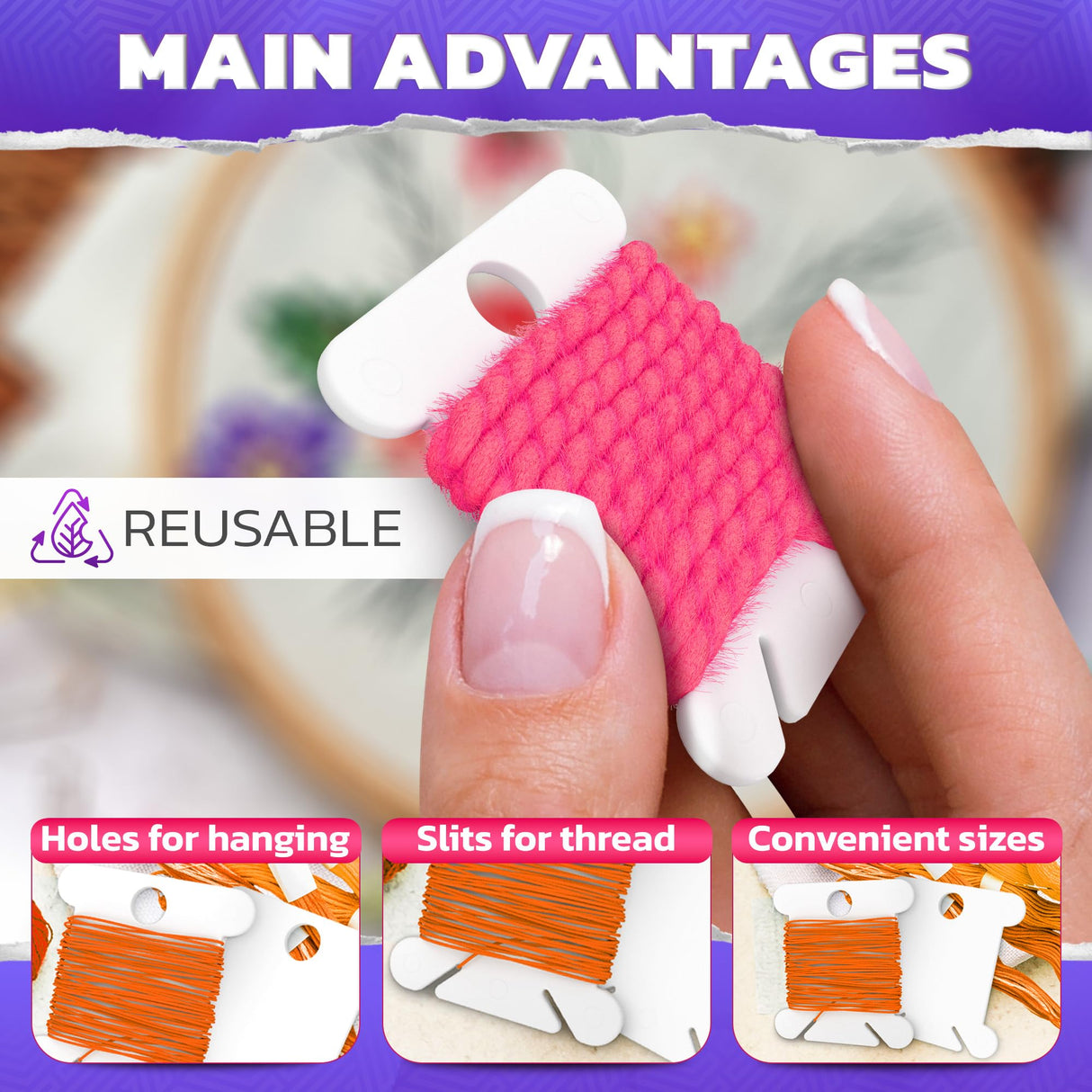 360 Pcs Embroidery Floss Bobbins - Lightweight, Durable Plastic Embroidery Floss Organizer with Hanging Holes, Thread Slits - Optimal Size, Reusable Design for Neat and Easy Storage and Organization The Little Green Change