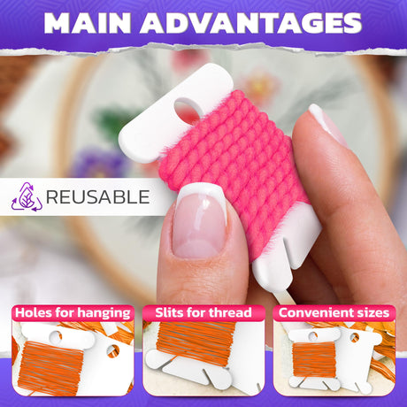 360 Pcs Embroidery Floss Bobbins - Lightweight, Durable Plastic Embroidery Floss Organizer with Hanging Holes, Thread Slits - Optimal Size, Reusable Design for Neat and Easy Storage and Organization The Little Green Change