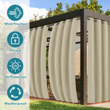 HolidayIdeas Outdoor Curtains for Patio Waterproof-4 Panels 54"x84"-Windproof Weatherproof Privacy Cream Outside Curtains-Grommet Top and Tab Bottom Drape for Gazebo, Porch, Pergola, Cabana, Backyard HolidayIdeas