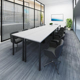 Bonzy Home Conference Tables 12ft Office Computer Desk for Meeting Room Study Writing Printer Table Save Space Design for 14 People 6PCS 141.6"x47.2"x29.5", White Bonzy Home