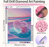 ajepon Beach Diamond Painting Kits for Adults - Diamond Art Kits for Love Heart, Gem Art Kits Beaches for Adults for Gift Home Wall Decor (16x12inch) ajepon