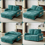 Merax 54" Convertible Sleeper Sofa Bed, Chenille 3-in-1 Pull Out Futon Couch Loveseat with Adjustable Backrest, 2 Cup Holders, Phone Stand, 3 Charging Ports and Storage Pockets for Living Room, Teal Merax