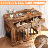 Dog Crate Furniture, 44 Inch Wooden Dog Kennel Furniture Indoor with 2 Storage Drawers, Heavy Duty Large Dogs Crate Furniture, Cage & House Furniture for Small Medium Large Dogs, Brown VENDORZ