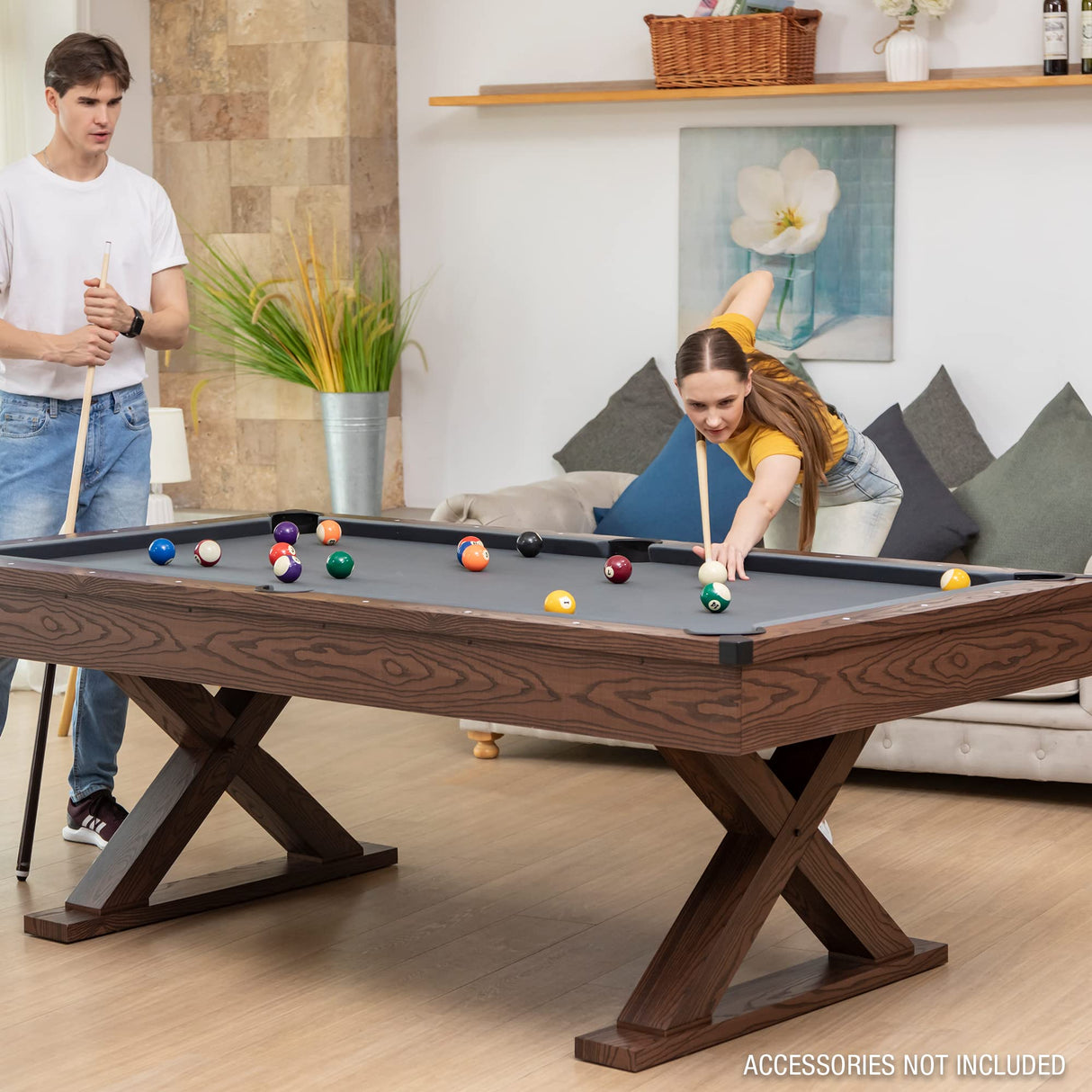 EastPoint Sports Dunhill 87-Inch Rustic Pool Table - 8 Ball Game with Accessories for Billiards & Indoor Games in Rec Room, Basement or Family Room EastPoint Sports