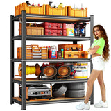 71.2''H Garage Shelving, 2500LBS Heavy Duty Shelvings, Adjustable Garag Storage Shelves, 5 Tier Metal Shelving Unit Wood Storage System Utility Storage Rack for Industrial, Warehouse, Basement KILISTEELS