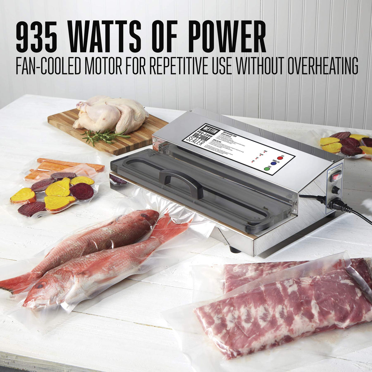 Weston Brands Vacuum Sealer Machine for Food Preservation & Sous Vide, Extra-Wide 5mm Bar for Sealing Bags up to 16" Wide, 935 Watts, Commercial Grade Pro 2300, Stainless Steel (65-0201) Weston