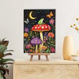 Reofrey Framed Paint by Numbers Kit for Adults & Beginner - 2Pcs 8x12Inch Canvas Mushrooms Paint by Numbers - Night Sky Educational & Creative Art Set for Beginners - Perfect for Home Wall Decoration Reofrey