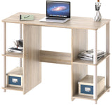 SHW Home Office Wood Desk with Double Sided Shelves, Oak SHW