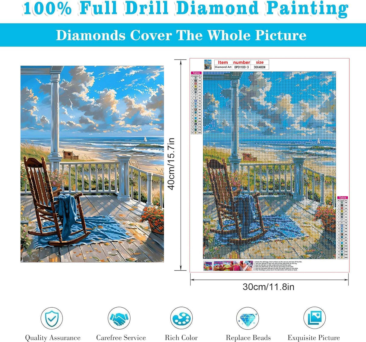 WUDWL Diamond Painting Kits for Adults - 6 Pack Beach DIY 5D Diamond Art Kits Full Drill Diamond Dots Paintings with Diamonds Gem Art and Crafts Home Decor 12x16inch WUDWL