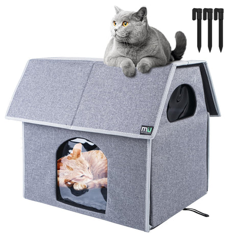 MIU Color Outdoor Cat House, Large Weatherproof Cat Houses for Outdoor/Indoor Cats, Insulated Feral Cat Shelter with Removable Soft Mat, Easy to Assemble, 17.1" x 15" x 16.6" inch MIU COLOR