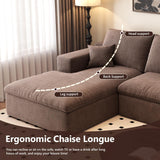 107'' L-Shaped Modern Modular Sectional Cloud Couch, 4-Seat Chenille Deep-Seat Sofa with Pillow for Living Room, Bedroom, Apartment, Camel YUODL